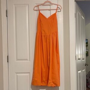 Moon River Vibrant Orange Midi Dress